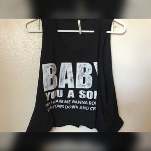 Black workout shirt with no sleeves (never worn)